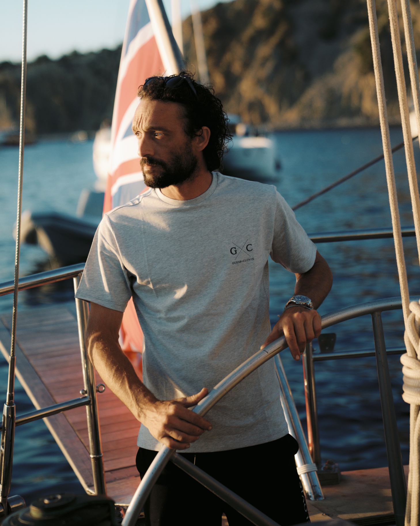 Riccardo Fracchia a bordo al tramonto